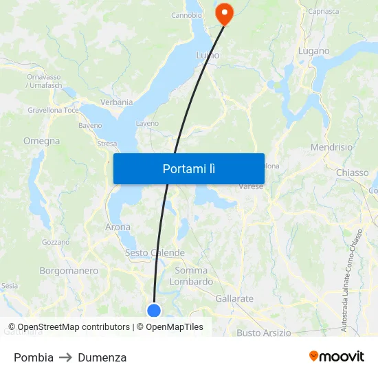 Pombia to Dumenza map