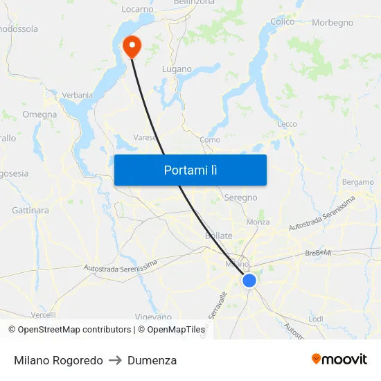 Milano Rogoredo to Dumenza map
