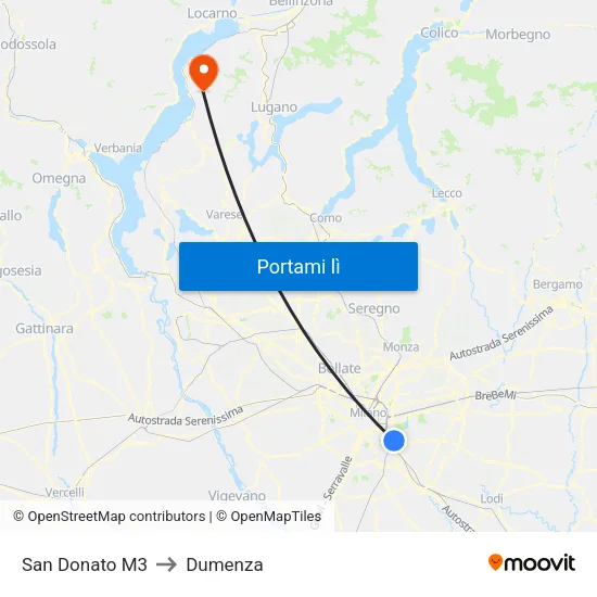 San Donato M3 to Dumenza map