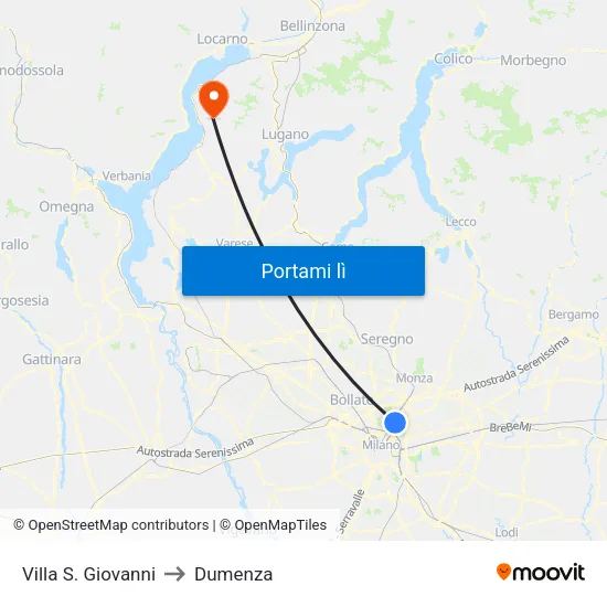 Villa S. Giovanni to Dumenza map