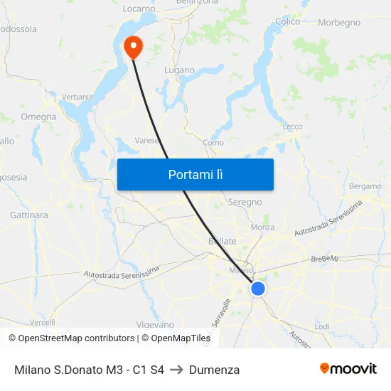Milano S.Donato M3 - C1 S4 to Dumenza map