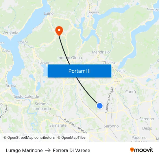 Lurago Marinone to Ferrera Di Varese map