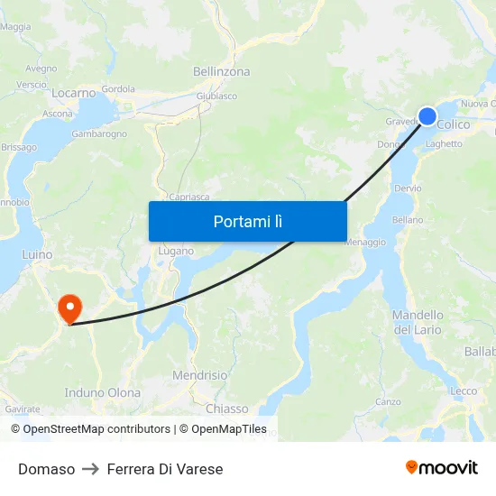 Domaso to Ferrera Di Varese map
