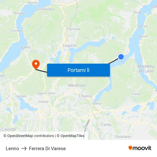 Lenno to Ferrera Di Varese map