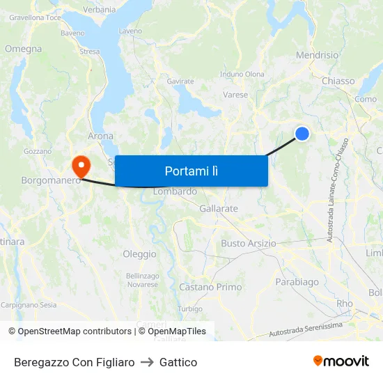 Beregazzo Con Figliaro to Gattico map
