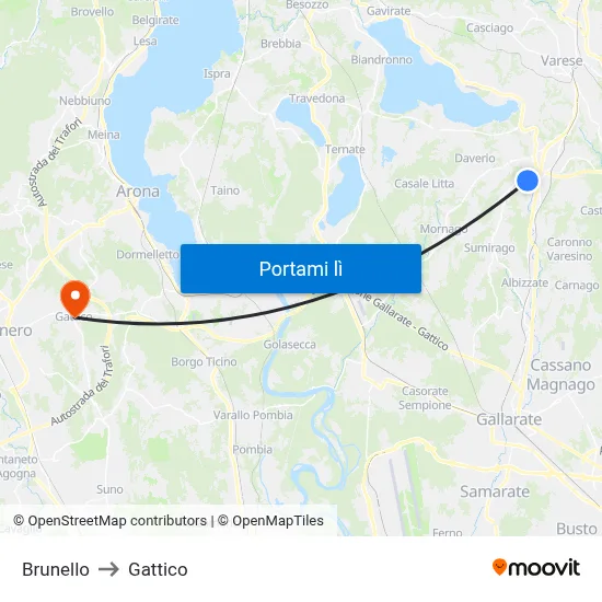Brunello to Gattico map