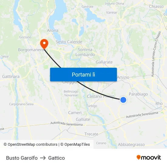 Busto Garolfo to Gattico map
