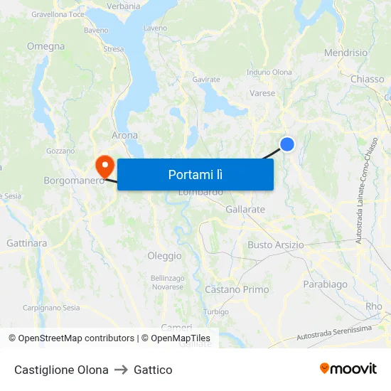 Castiglione Olona to Gattico map
