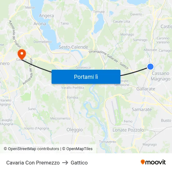 Cavaria Con Premezzo to Gattico map