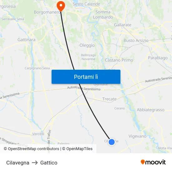 Cilavegna to Gattico map