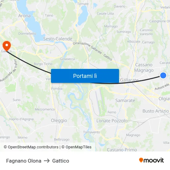 Fagnano Olona to Gattico map