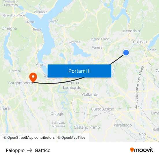 Faloppio to Gattico map