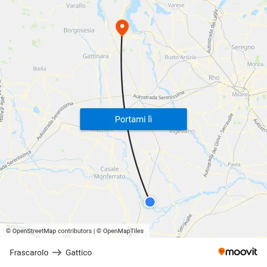 Frascarolo to Gattico map