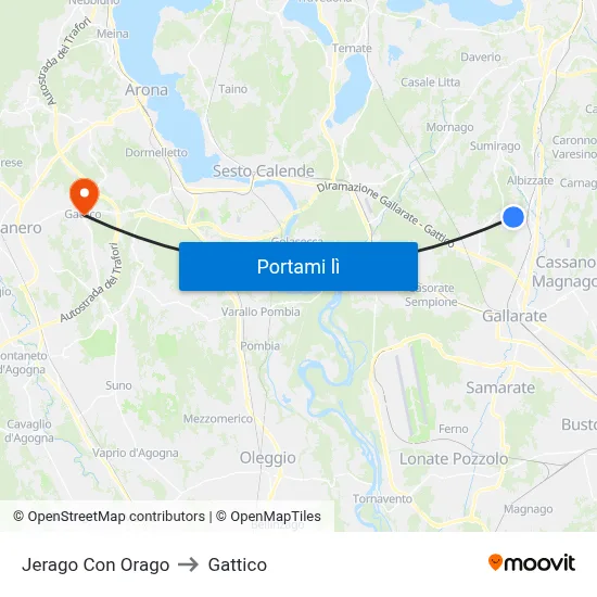 Jerago Con Orago to Gattico map