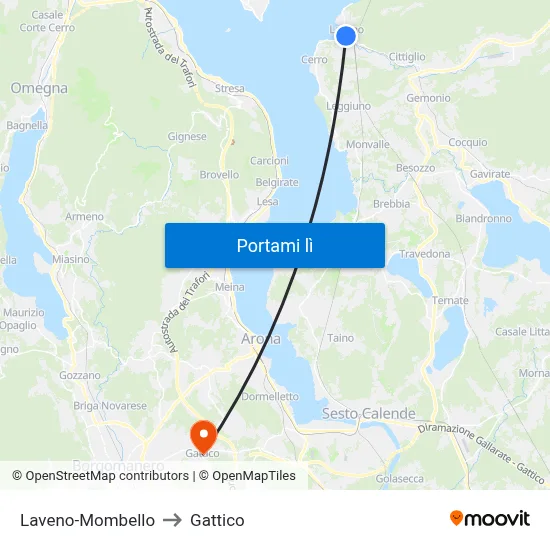 Laveno-Mombello to Gattico map