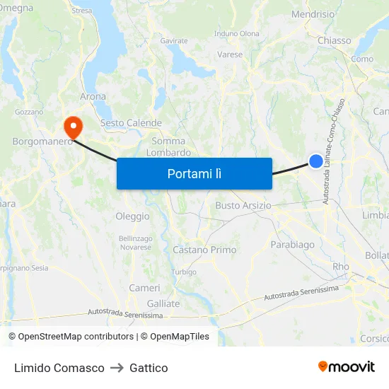 Limido Comasco to Gattico map