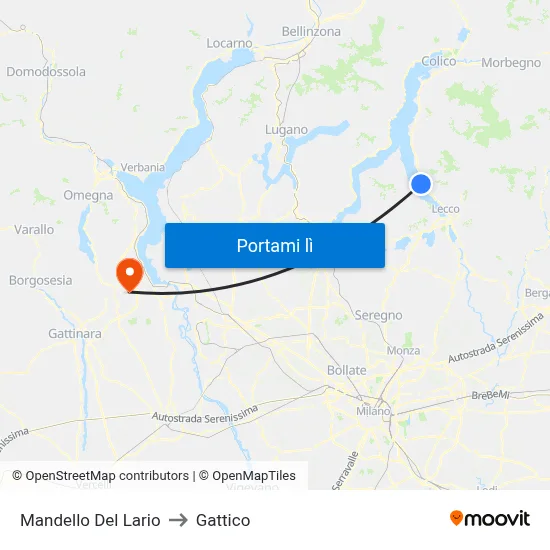 Mandello Del Lario to Gattico map