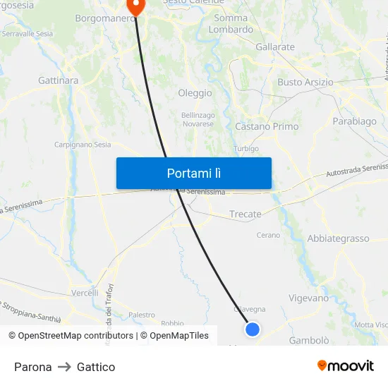 Parona to Gattico map