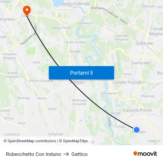 Robecchetto Con Induno to Gattico map