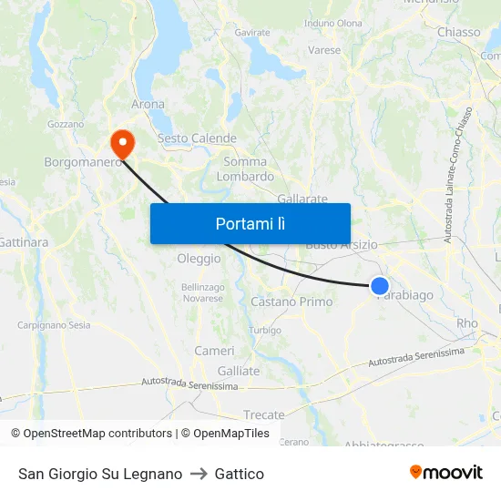 San Giorgio Su Legnano to Gattico map