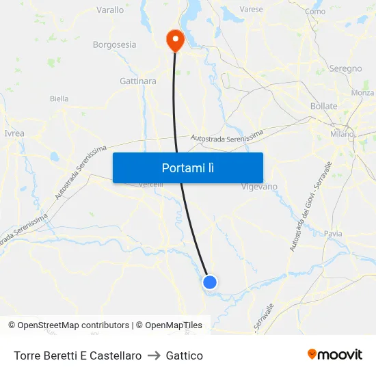 Torre Beretti E Castellaro to Gattico map