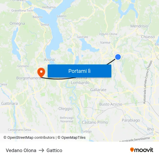 Vedano Olona to Gattico map