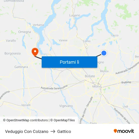 Veduggio Con Colzano to Gattico map