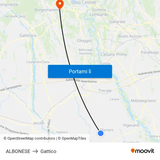 ALBONESE to Gattico map