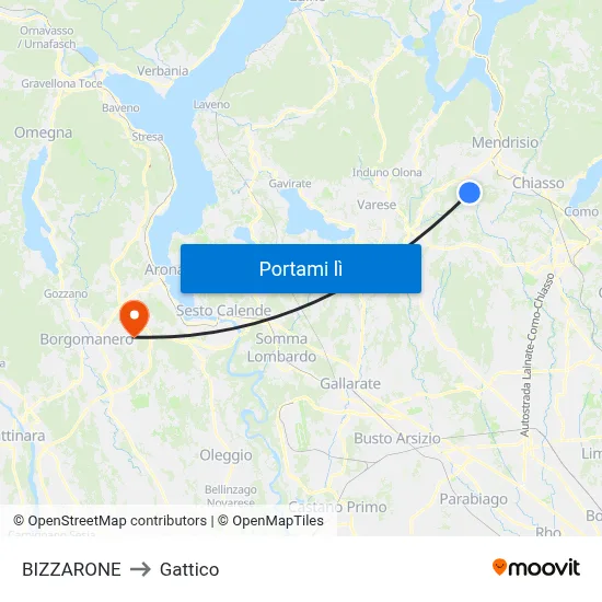 BIZZARONE to Gattico map