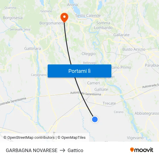 GARBAGNA NOVARESE to Gattico map