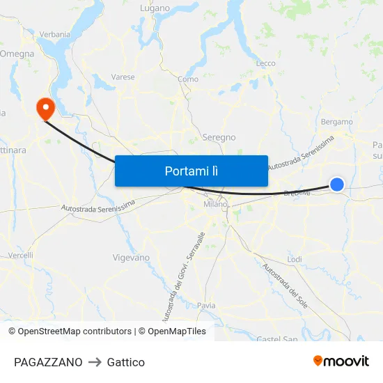PAGAZZANO to Gattico map