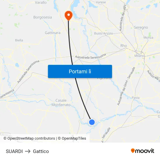 SUARDI to Gattico map