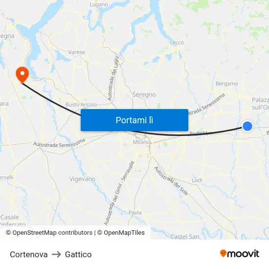 Cortenova to Gattico map