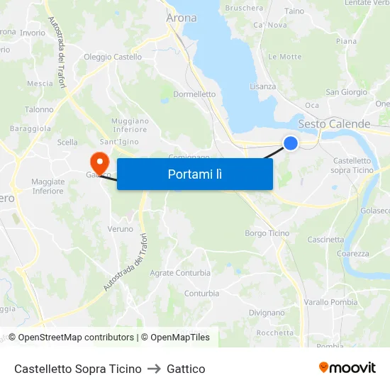 Castelletto Sopra Ticino to Gattico map