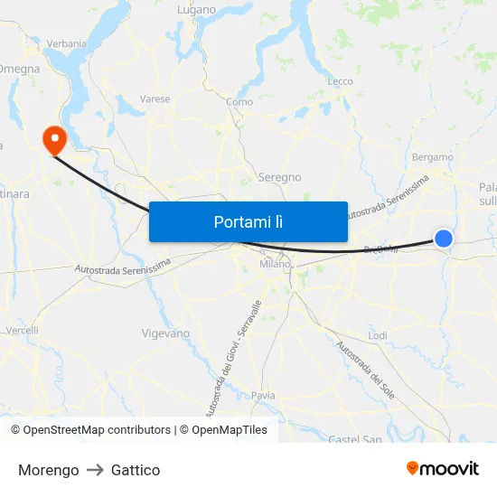 Morengo to Gattico map