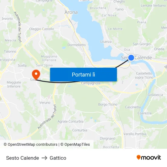 Sesto Calende to Gattico map