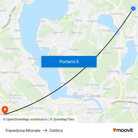 Travedona-Monate to Gattico map