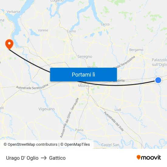 Urago D' Oglio to Gattico map