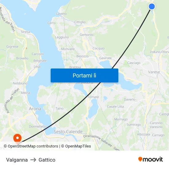 Valganna to Gattico map