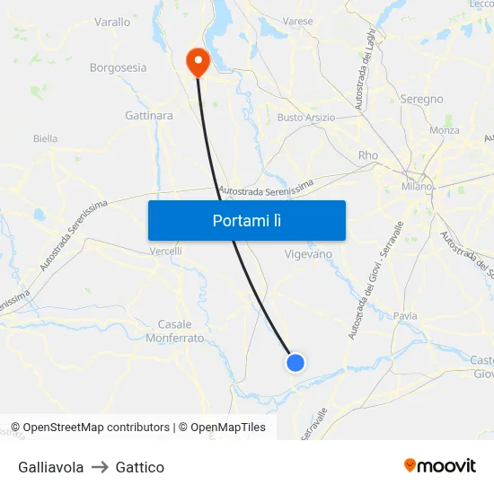 Galliavola to Gattico map
