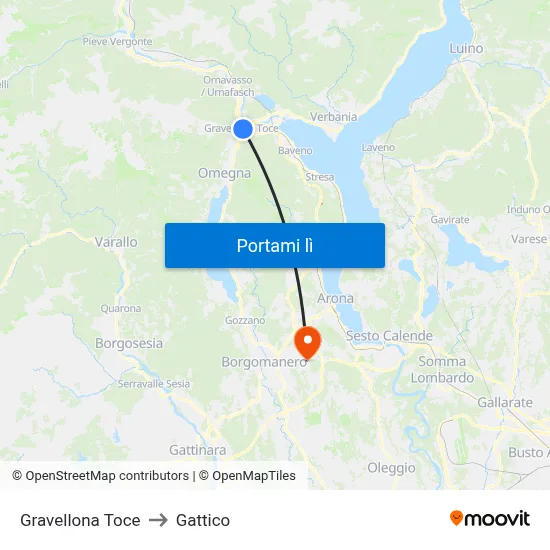 Gravellona Toce to Gattico map