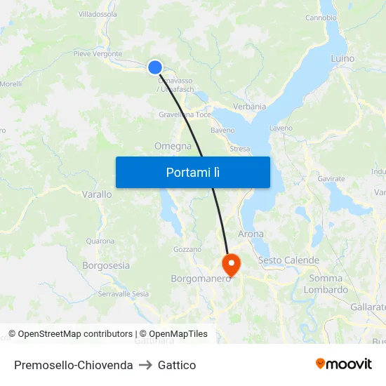 Premosello-Chiovenda to Gattico map