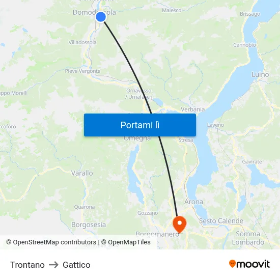 Trontano to Gattico map