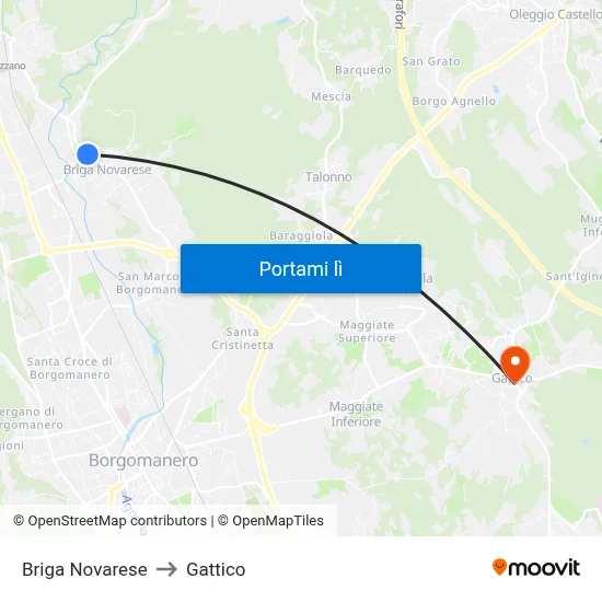 Briga Novarese to Gattico map
