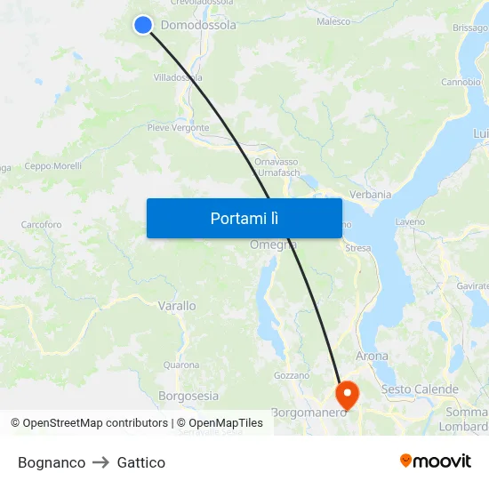 Bognanco to Gattico map