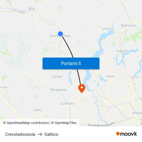 Crevoladossola to Gattico map