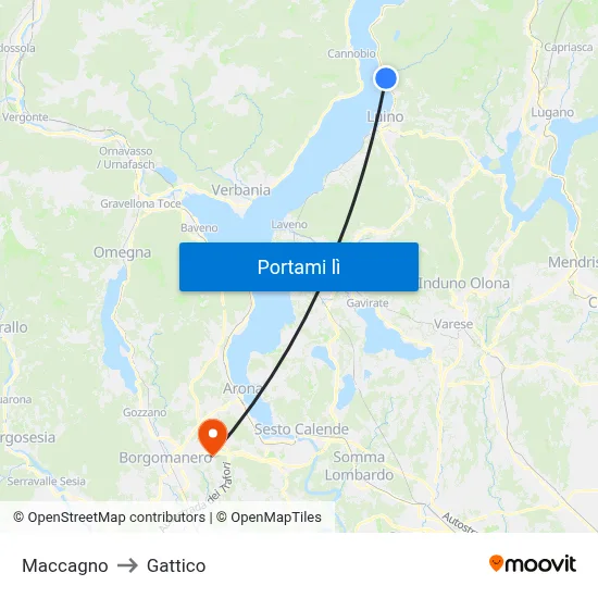 Maccagno to Gattico map
