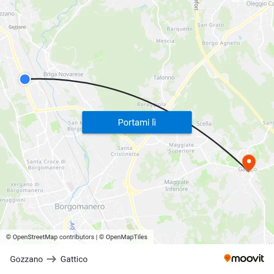 Gozzano to Gattico map