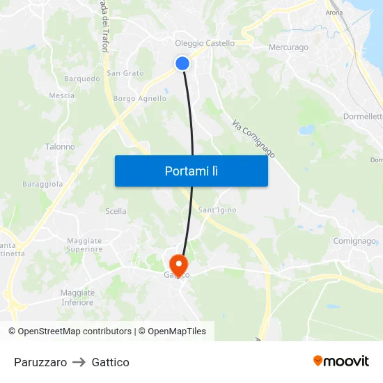 Paruzzaro to Gattico map