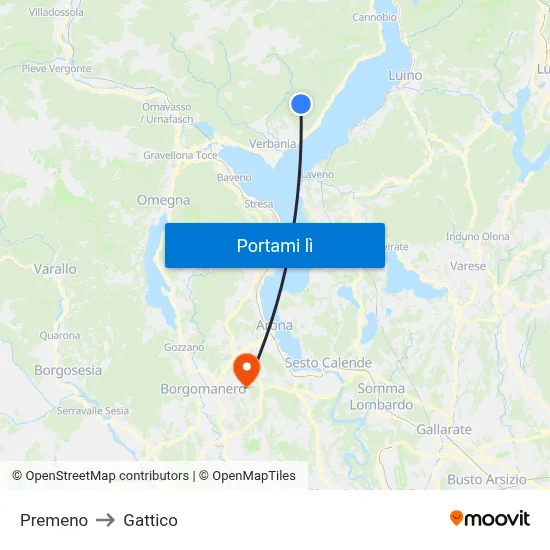 Premeno to Gattico map